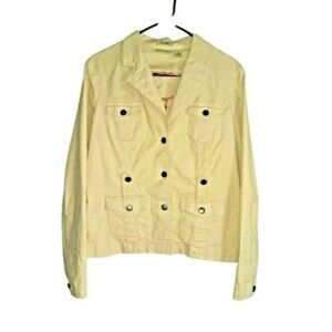 Ruff Hewn Blazer Button Front Linen Blend Tan Women's Size Medium